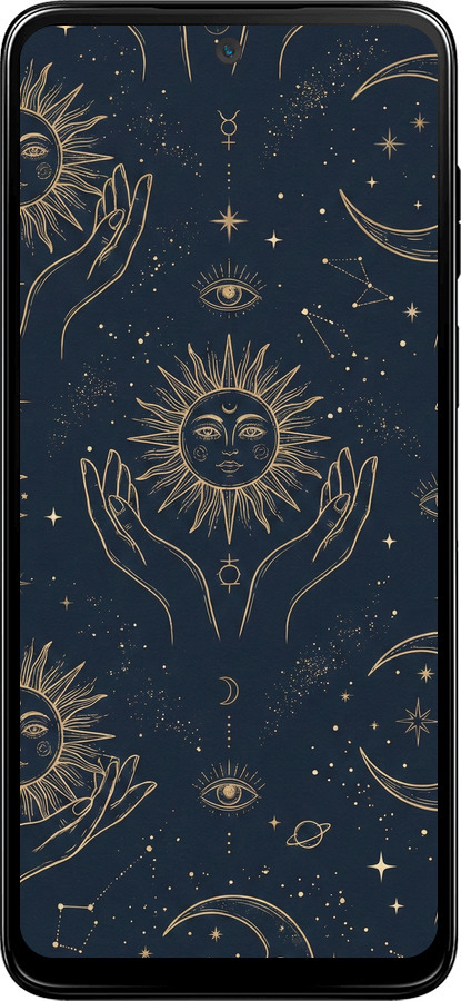 Силиконовый чехол Celestial Harmony: Sun & Moon Gold Mystic Pattern для Motorola Moto G53 - 6778u-3047 изображение 