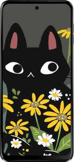 Силіконовий чехол Чорний кіт з квітами для Motorola Moto G64 - 6448u-4014 изображение 