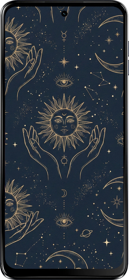 Силиконовый чехол Celestial Harmony: Sun & Moon Gold Mystic Pattern для Motorola Moto G54 Power - 6778u-3897 изображение 