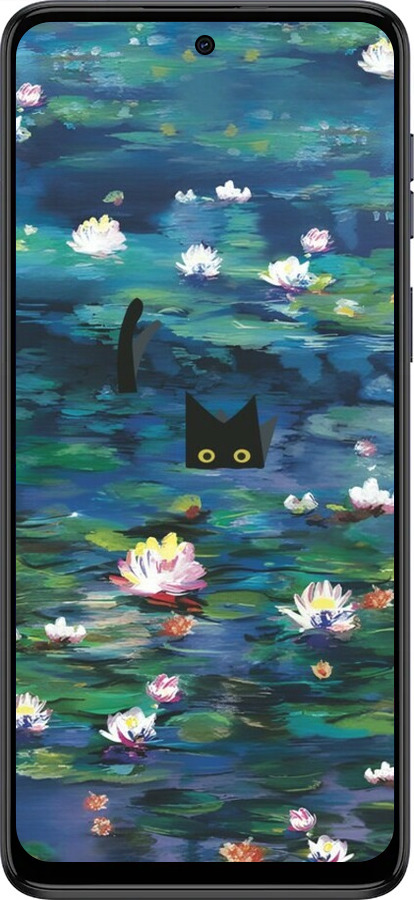 TPU чехол Чехол с изображением водяных лилий Моне и кошек для Motorola Moto G54 - 6399b-3339 изображение 
