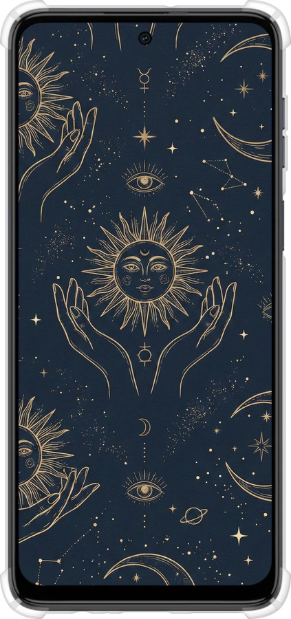 Силикон с усиленными углами чехол Celestial Harmony: Sun & Moon Gold Mystic Pattern для Motorola Moto G54 - 6778sp-3339 изображение 