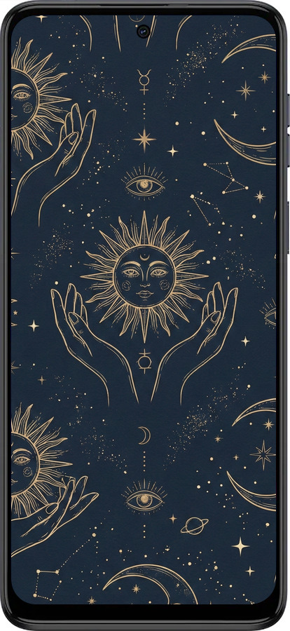 Силиконовый чехол Celestial Harmony: Sun & Moon Gold Mystic Pattern для Motorola Moto G54 - 6778u-3339 изображение 