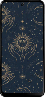 Силиконовый чехол Celestial Harmony: Sun & Moon Gold Mystic Pattern для Motorola Moto G55 - 6778u-3843 изображение 