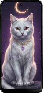 Силиконовый чехол Mystic White Cat Gothic Dark Purple Gold для Motorola Moto G55 - 6805u-3843 изображение 