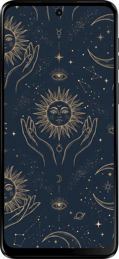 Силиконовый чехол Celestial Harmony: Sun & Moon Gold Mystic Pattern для Motorola Moto G55 - 6778u-3843 изображение 