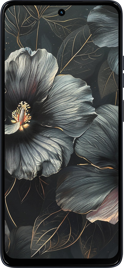 Силиконовый чехол Черные цветы для Motorola Moto G56 - 6031u-4124 изображение 