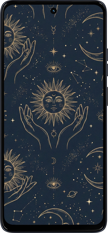 Силіконовий чехол Celestial Harmony: Sun & Moon Gold Mystic Pattern для Motorola Moto G56 - 6778u-4124 изображение 