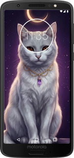 Силиконовый чехол Mystic White Cat Gothic Dark Purple Gold для Motorola Moto G6 - 6805u-982 изображение 