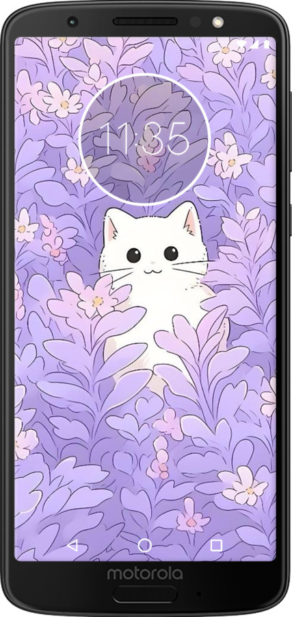 Силиконовый чехол Котик в цветах для Motorola Moto G6 - 6390u-982 изображение 