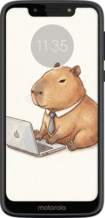 Силиконовый чехол Funny Capybara CEO Working для Motorola Moto G7 Play - 6777u-1656 изображение 