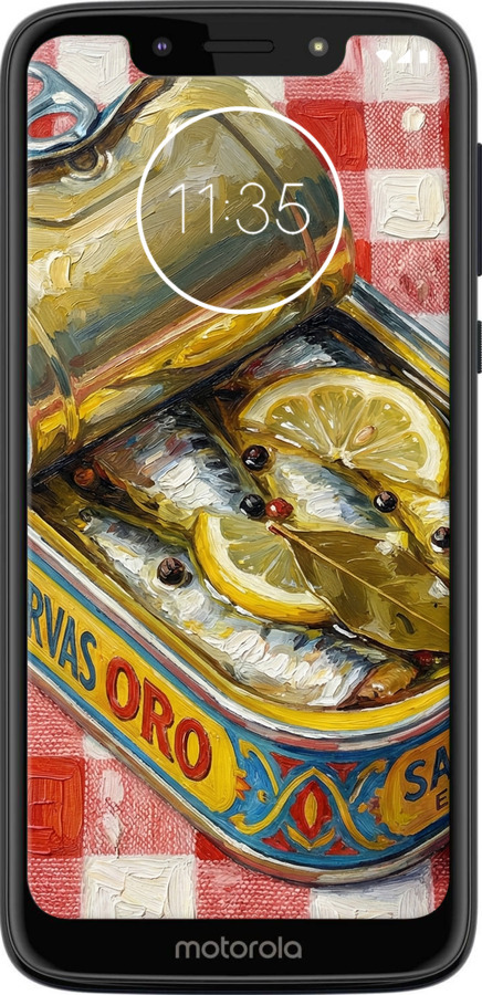 Силиконовый чехол Vintage Sardine Tin Phone для Motorola Moto G7 Play - 6772u-1656 изображение 
