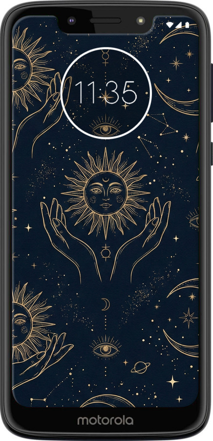 Силиконовый чехол Celestial Harmony: Sun & Moon Gold Mystic Pattern для Motorola Moto G7 Play - 6778u-1656 изображение 