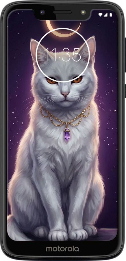 Силиконовый чехол Mystic White Cat Gothic Dark Purple Gold для Motorola Moto G7 Play - 6805u-1656 изображение 