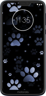 TPU чехол С синими отпечатками лап для Motorola Moto G7 Power - 6441b-1657 изображение 