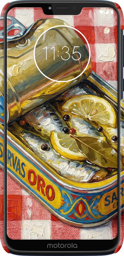 3D пластиковый матовый чехол Vintage Sardine Tin Phone для Motorola Moto G7 Power - 6772m-1657 изображение 