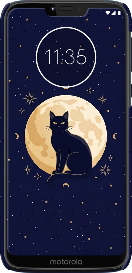 3D пластиковый матовый чехол Cute Cat Celestial/Witchy для Motorola Moto G7 Power - 6787m-1657 изображение 