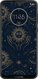 Силиконовый чехол Celestial Harmony: Sun & Moon Gold Mystic Pattern для Motorola Moto G7 - 6778u-1614 изображение 