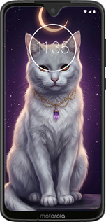 Силиконовый чехол Mystic White Cat Gothic Dark Purple Gold для Motorola Moto G7 - 6805u-1614 изображение 