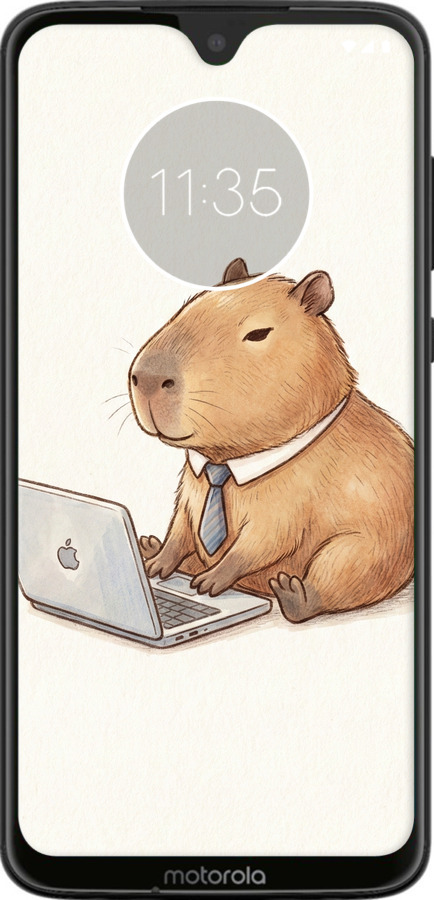 Силиконовый чехол Funny Capybara CEO Working для Motorola Moto G7 - 6777u-1614 изображение 