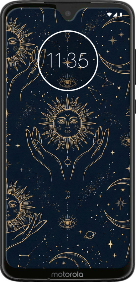 Силиконовый чехол Celestial Harmony: Sun & Moon Gold Mystic Pattern для Motorola Moto G7 - 6778u-1614 изображение 