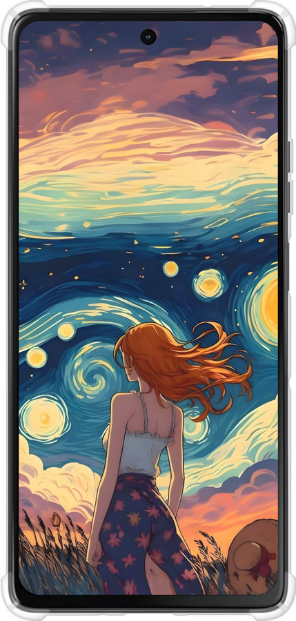 Силикон с усиленными углами чехол Девушка Арт для Motorola Moto G75 5G - 6325sp-3890 изображение 
