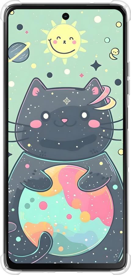 Силіконовий протиударний с посиленими кутами чехол Милый котик для Motorola Moto G75 5G - 6364sp-3890 изображение 
