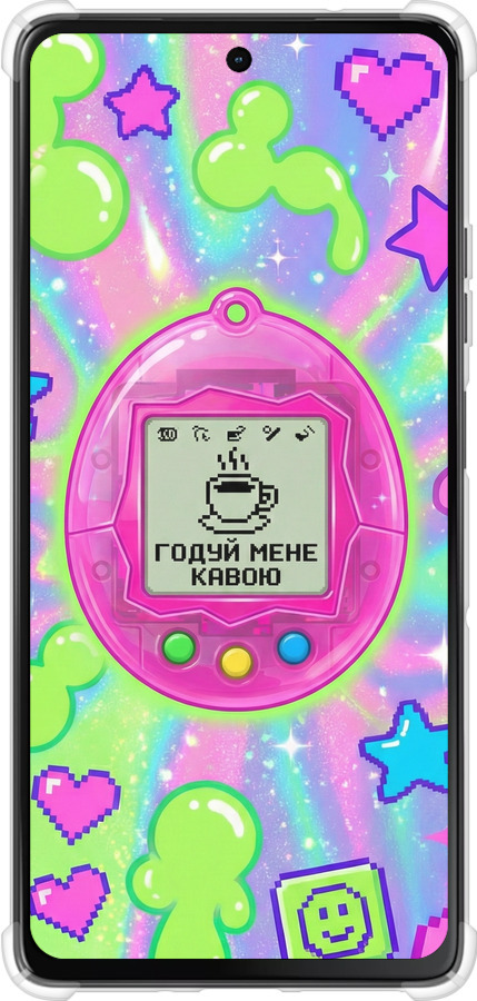 Силикон с усиленными углами чехол Y2K Aesthetic Retro Pet: Годуй мене кавою для Motorola Moto G75 5G - 6784sp-3890 изображение 