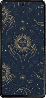 Силиконовый чехол Celestial Harmony: Sun & Moon Gold Mystic Pattern для Motorola Moto G75 5G - 6778u-3890 изображение 