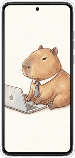 Силіконовий протиударний с посиленими кутами чехол Funny Capybara CEO Working для Motorola Moto G84 - 6777sp-3344 изображение 