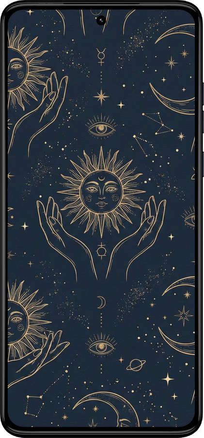 Силіконовий чехол Celestial Harmony: Sun & Moon Gold Mystic Pattern для Motorola Moto G84 - 6778u-3344 изображение 