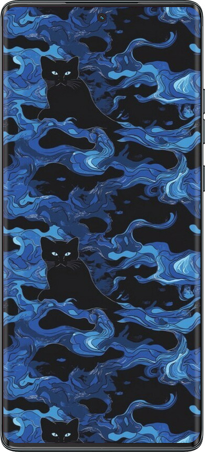 TPU чехол Абстрактный узор черных котов на синем фоне для Motorola Moto G85 5G - 6525b-3780 изображение 