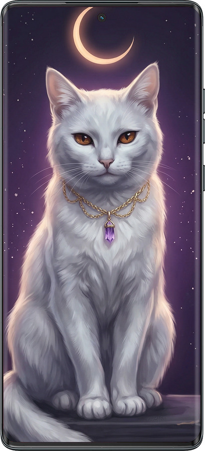 Силіконовий чехол Mystic White Cat Gothic Dark Purple Gold для Motorola Moto G85 5G - 6805u-3780 изображение 