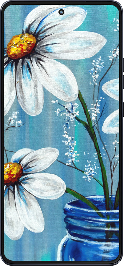 Силиконовый чехол Красивые арт-ромашки для Motorola Moto G86 - 4031u-4115 изображение 