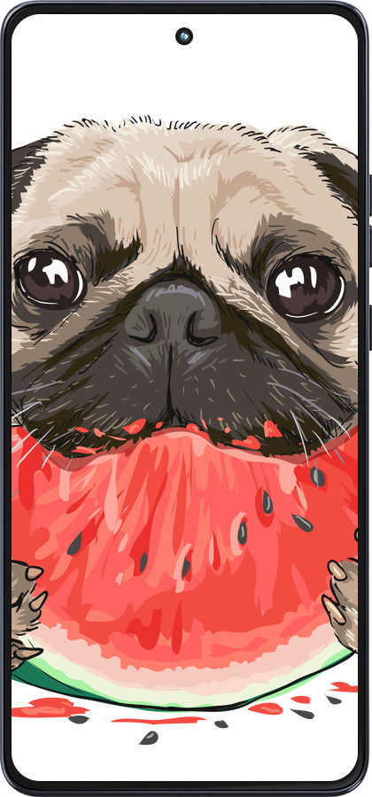 Силиконовый чехол Мопс и арбуз для Motorola Moto G86 - 4665u-4115 изображение 
