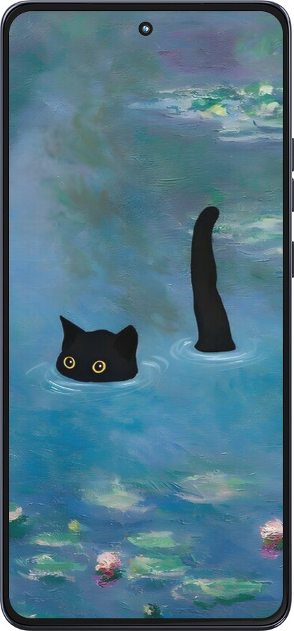 Силиконовый чехол С изображением кота и водяной лилии Monet для Motorola Moto G86 - 6519u-4115 изображение 