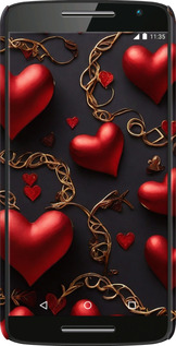 3D пластиковий глянцевий чехол Сердечки для Motorola Moto X Play - 5831c-459 изображение 