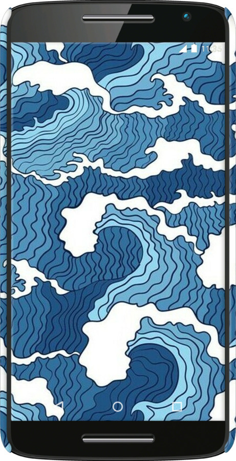 3D пластиковый глянцевый чехол Абстрактный рисунок морских волн для Motorola Moto X Play - 6538c-459 изображение 