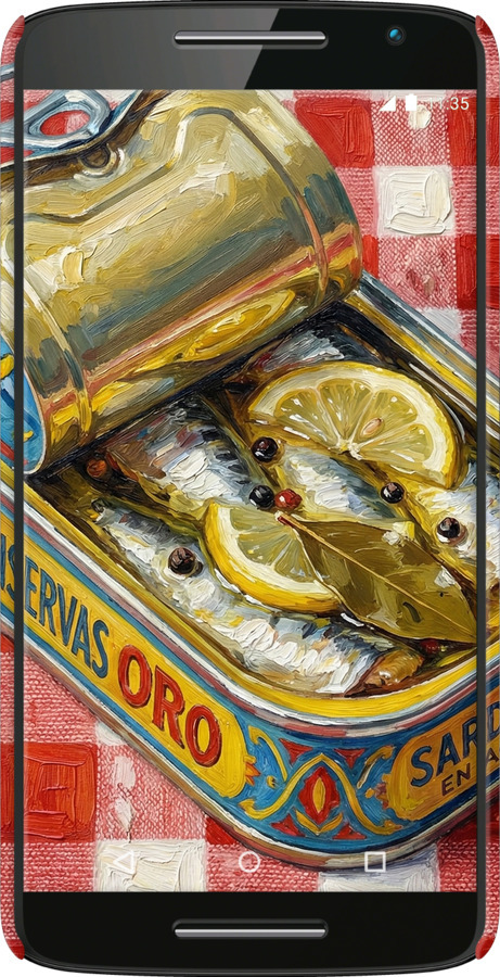 3D пластиковый глянцевый чехол Vintage Sardine Tin Phone для Motorola Moto X Play - 6772c-459 изображение 