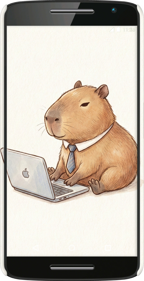 3D пластиковый глянцевый чехол Funny Capybara CEO Working для Motorola Moto X Play - 6777c-459 изображение 