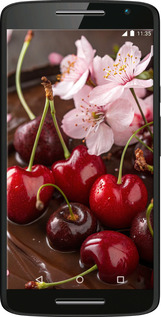 Силиконовый чехол Вишня в шоколаде для Motorola Moto X Play - 6698u-459 изображение 