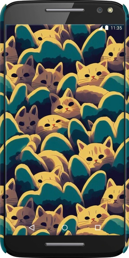 3D пластиковий глянцевий чехол Із зображенням котиків для Motorola Moto X Style - 6429c-455 изображение 