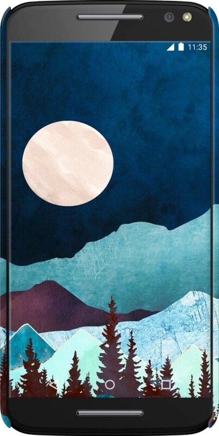 3D пластиковый глянцевый чехол Горная идиллия ночной пейзаж для Motorola Moto X Style - 6488c-455 изображение 
