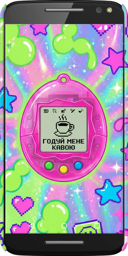 3D пластиковый глянцевый чехол Y2K Aesthetic Retro Pet: Годуй мене кавою для Motorola Moto X Style - 6784c-455 изображение 