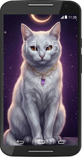Силиконовый чехол Mystic White Cat Gothic Dark Purple Gold для Motorola Moto X2 - 6805u-372 изображение 