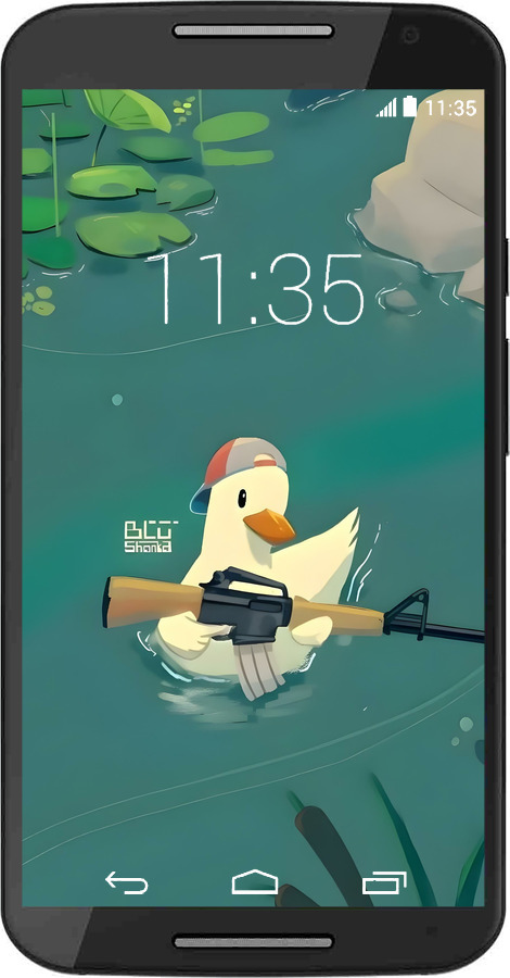 Силиконовый чехол Уточка с автоматом для Motorola Moto X2 - 6356u-372 изображение 