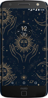 3D пластиковый глянцевый чехол Celestial Harmony: Sun & Moon Gold Mystic Pattern для Motorola MOTO Z - 6778c-419 изображение 