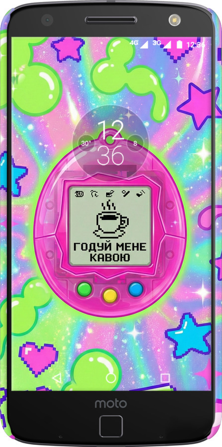 3D пластиковый глянцевый чехол Y2K Aesthetic Retro Pet: Годуй мене кавою для Motorola MOTO Z - 6784c-419 изображение 