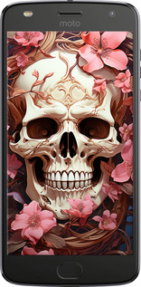 Силіконовий чехол Череп у рожевих квітах для Motorola Moto Z2 Play - 5965u-1001 изображение 