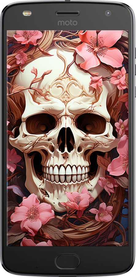 Силіконовий чехол Череп у рожевих квітах для Motorola Moto Z2 Play - 5965u-1001 изображение 