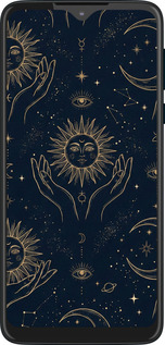 Силиконовый чехол Celestial Harmony: Sun & Moon Gold Mystic Pattern для Motorola One Macro - 6778u-1812 изображение 